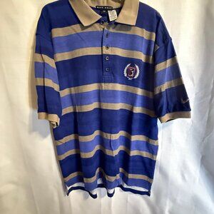 Nike Golf Senior PGA Logo Polo Shirt/Large/Blue & Tan Striped / Activewear/Golf